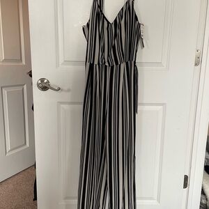 T.J.Maxx Monochrome Striped Jumpsuit